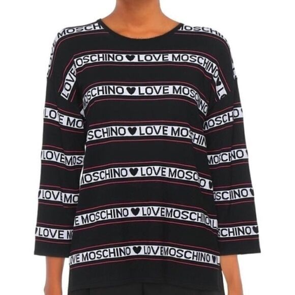 NWT Love MOSCHINO STRIP LOGO DETAILS WOMAN SWEATER SIZE US XL - Picture 2 of 11